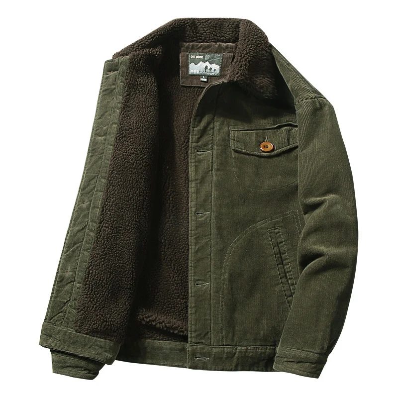 Herren Cordjacke mit Sherpa-Innenfutter und Hemdkragen Nord Taschen