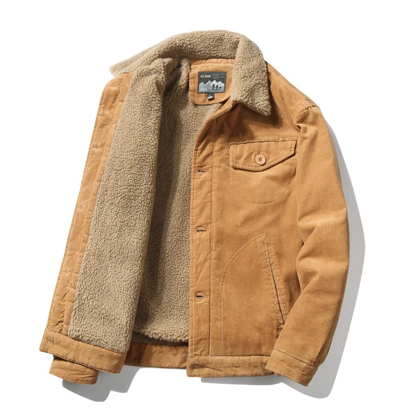 Herren Cordjacke mit Sherpa-Innenfutter und Hemdkragen Nord Taschen