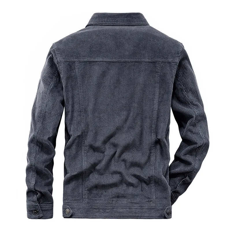 Herren Cordjacke im Truckerstil mit Feincordstruktur und Druckknopfverschluss Nord Taschen