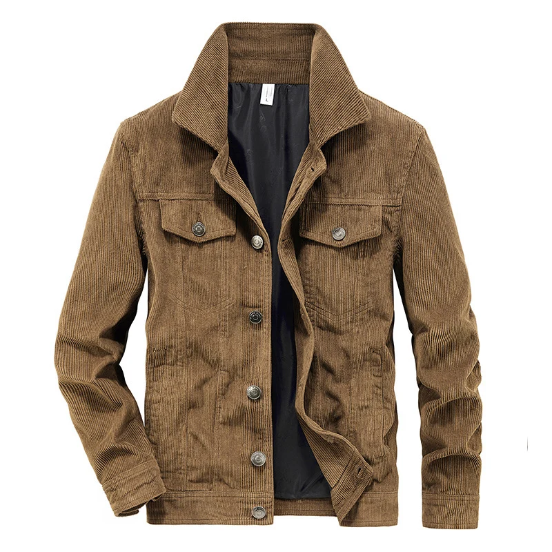 Herren Cordjacke im Truckerstil mit Feincordstruktur und Druckknopfverschluss Nord Taschen