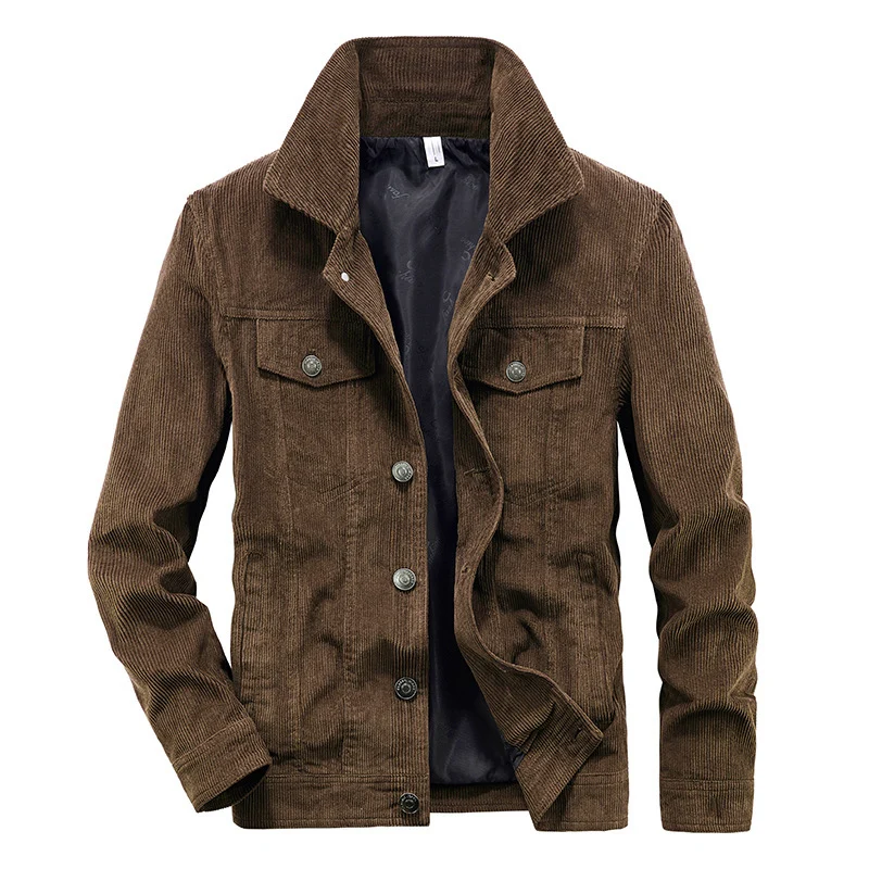 Herren Cordjacke im Truckerstil mit Feincordstruktur und Druckknopfverschluss Nord Taschen