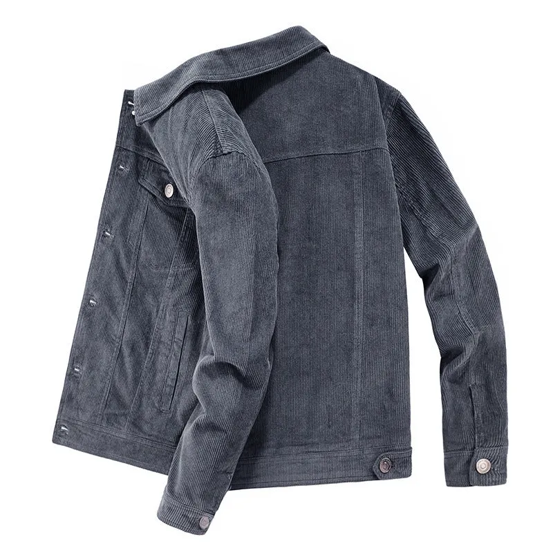 Herren Cordjacke im Truckerstil mit Feincordstruktur und Druckknopfverschluss Nord Taschen