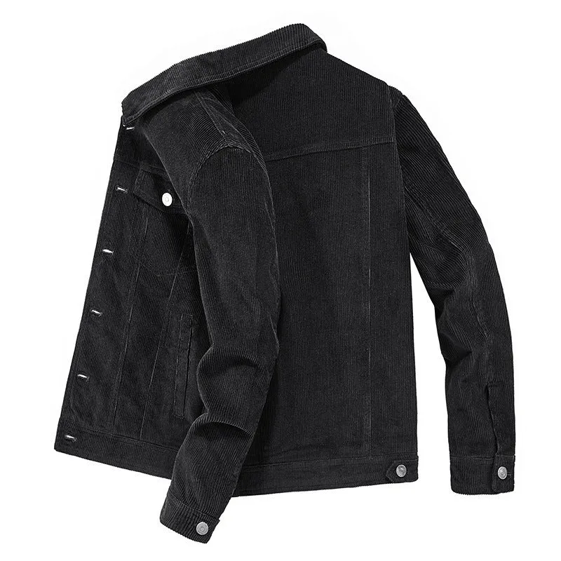 Herren Cordjacke im Truckerstil mit Feincordstruktur und Druckknopfverschluss Nord Taschen