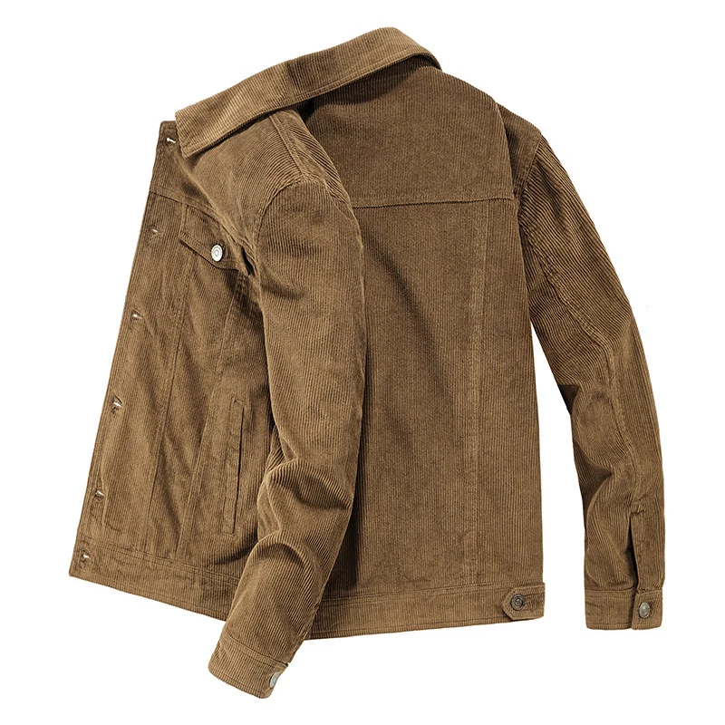 Herren Cordjacke im Truckerstil mit Feincordstruktur und Druckknopfverschluss Nord Taschen