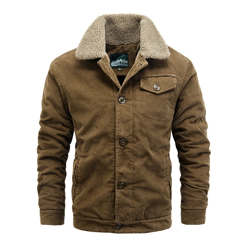 Herren Cord-Workerjacke mit Teddyfutter, Sherpa-Kragen und aufgesetzter Brusttasche Nord Taschen