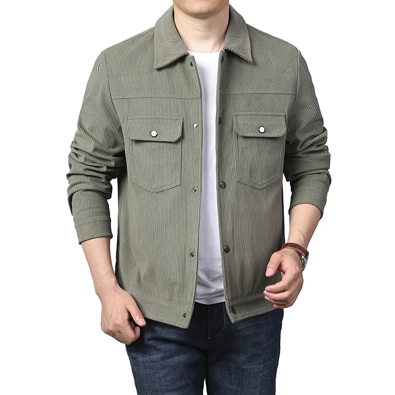 Herren Cord-Workerjacke im Truckerstil mit Druckknopfverschluss und Pattentaschen Nord Taschen