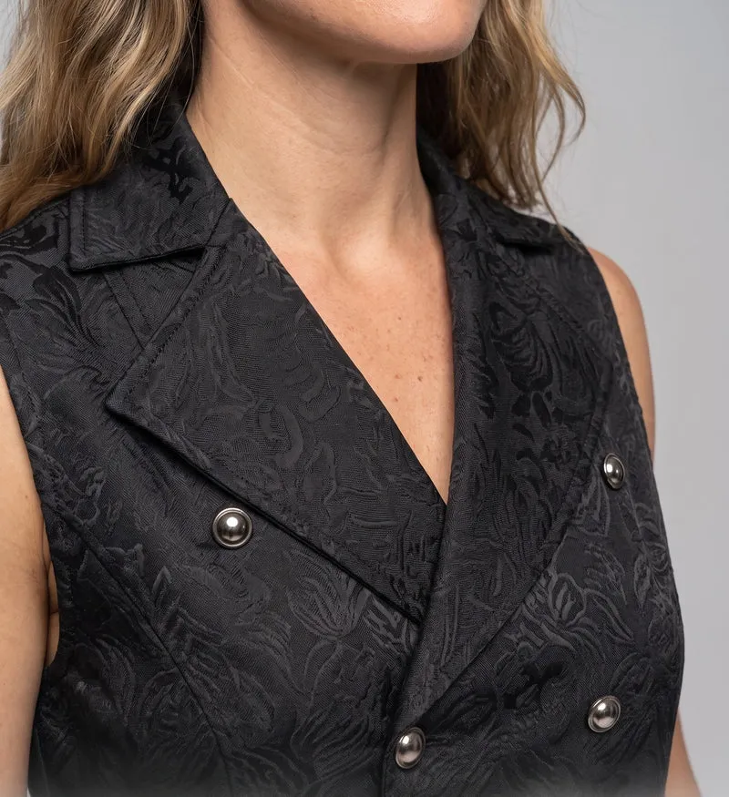 Damen edle gesteppte Weste mit floralem Design und dekorativen Knöpfen Nord Taschen
