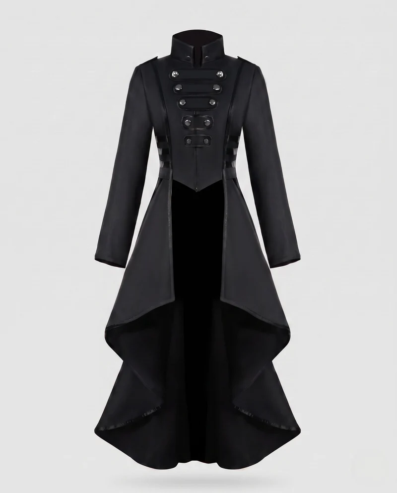Frauen elegante asymmetrische gepolsterte Jacke mit modischen Knopfdetails Nord Taschen
