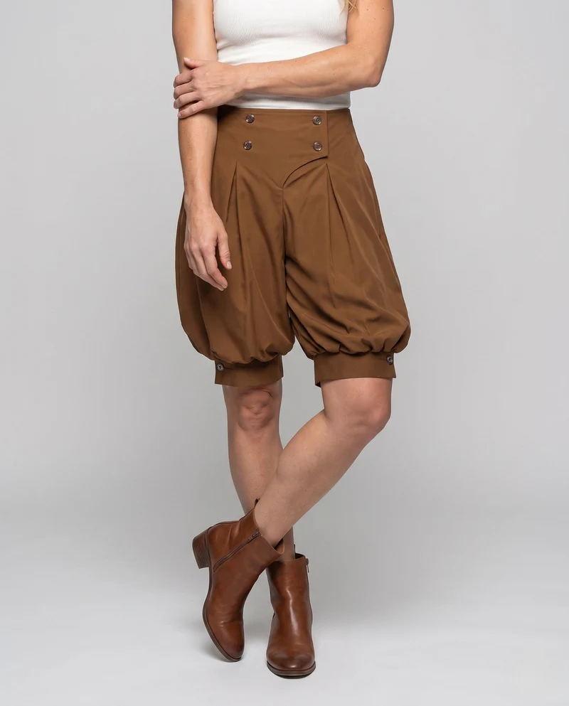 Damen elegante Ballon-Shorts mit Doppelknopfdetails Nord Taschen