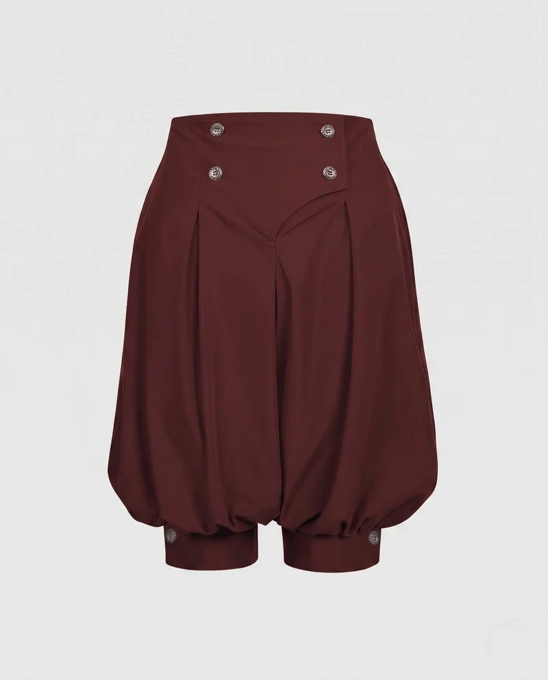 Damen elegante Ballon-Shorts mit Doppelknopfdetails Nord Taschen