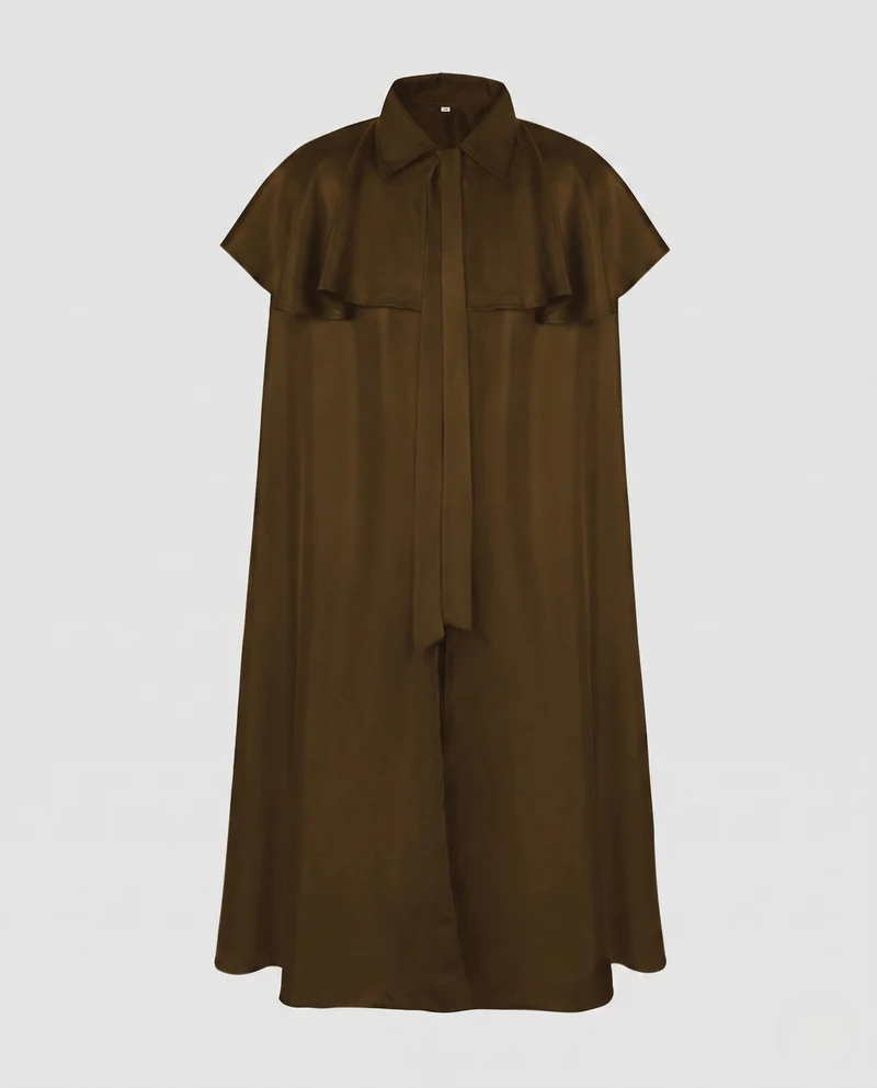 Damen elegante Kapuzencape mit schwingenden Ärmeln und Taillenauschnitten Nord Taschen