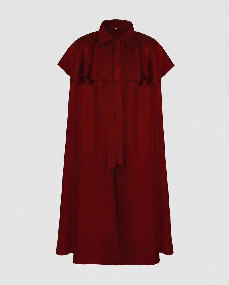 Damen elegante Kapuzencape mit schwingenden Ärmeln und Taillenauschnitten Nord Taschen
