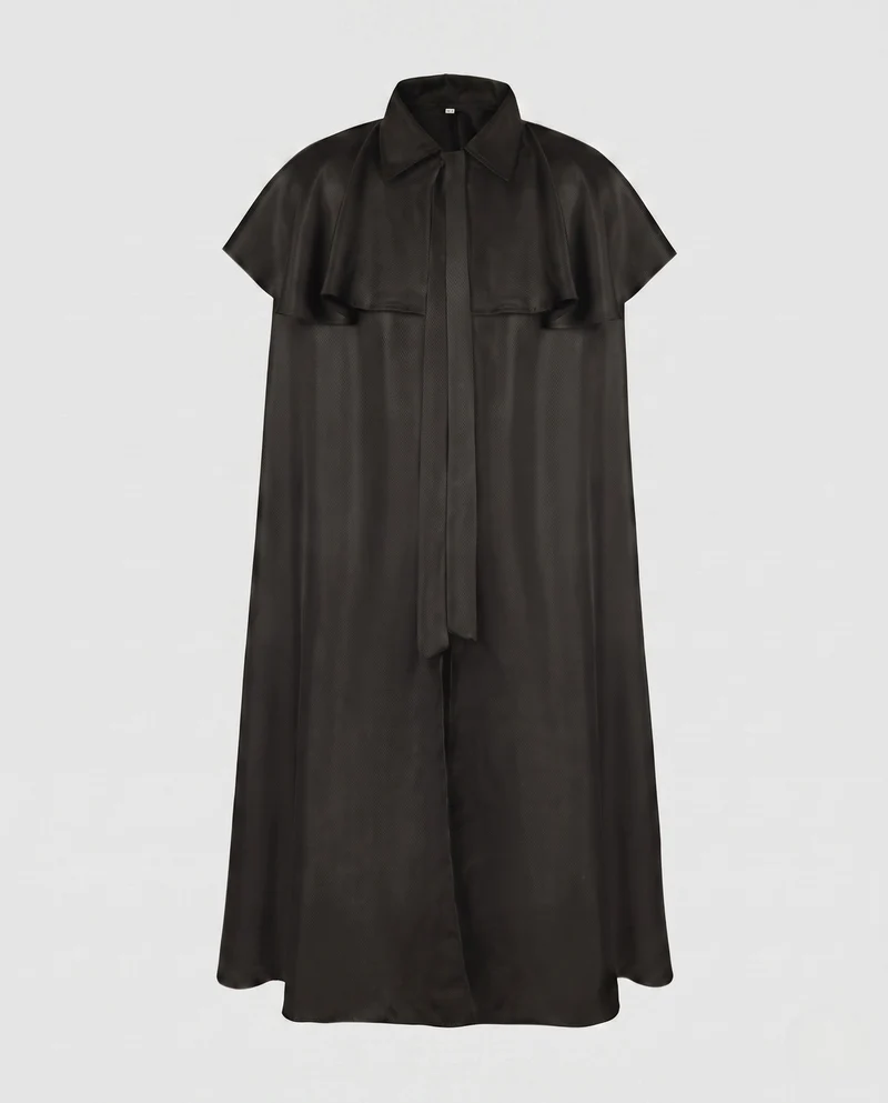 Damen elegante Kapuzencape mit schwingenden Ärmeln und Taillenauschnitten Nord Taschen