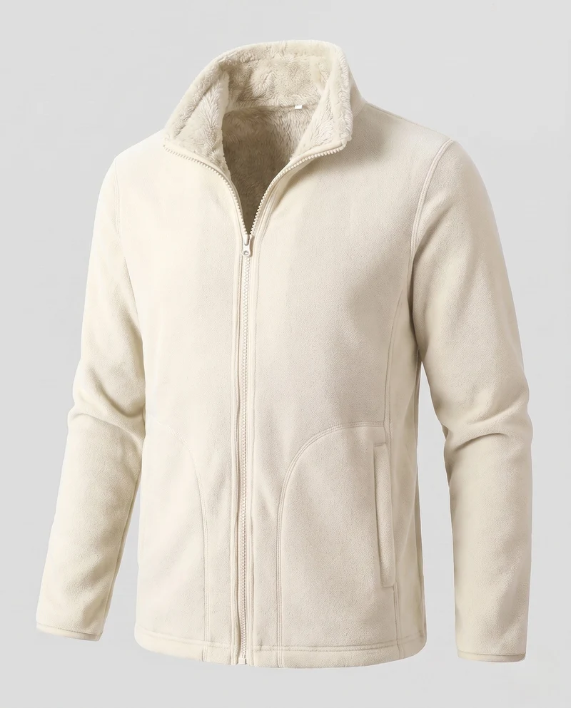 Damen warme Fleecejacke mit Teddy-Futter, Stehhals und durchgehendem Reißverschluss Nord Taschen