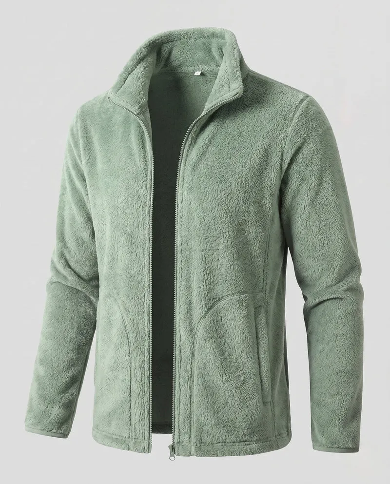 Damen warme Fleecejacke mit Teddy-Futter, Stehhals und durchgehendem Reißverschluss Nord Taschen