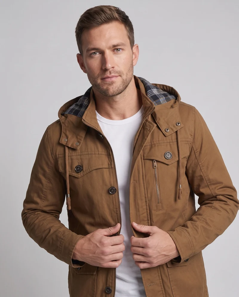 Herren Freizeit Parka Jacke Nord Taschen