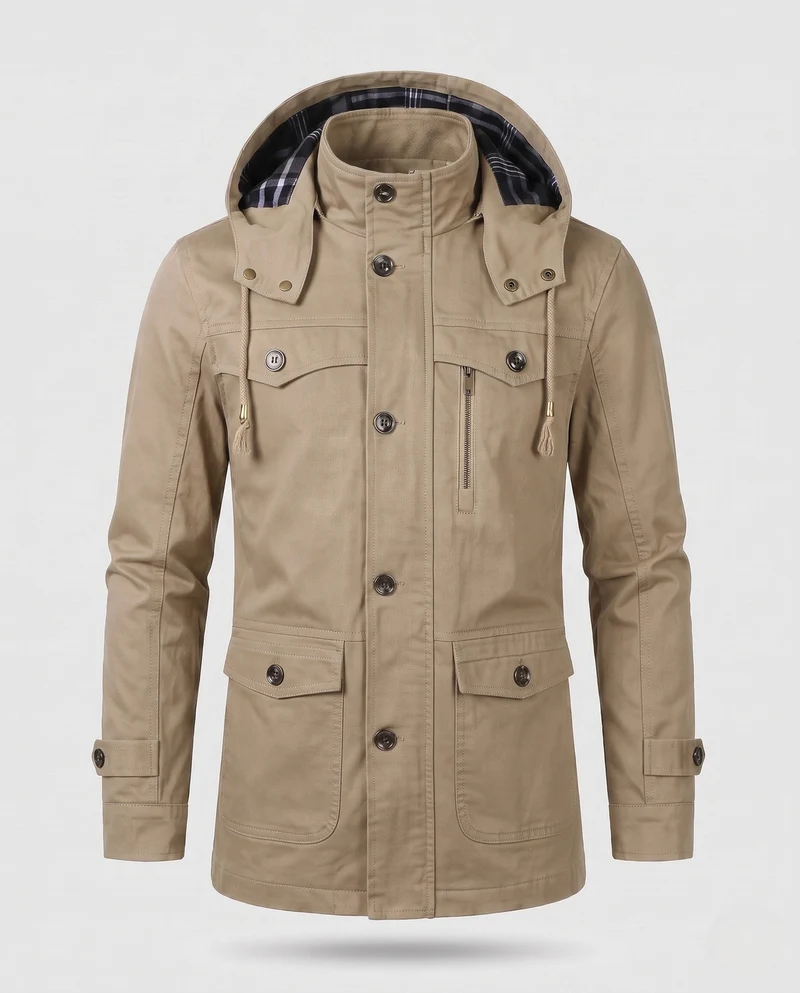 Herren Freizeit Parka Jacke Nord Taschen