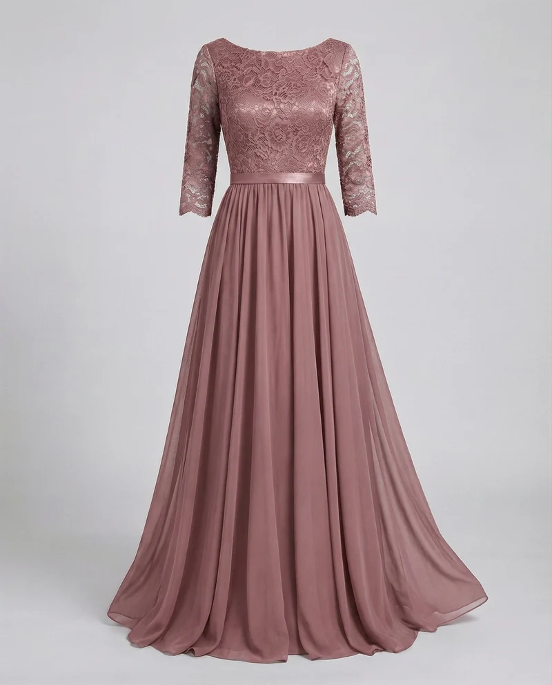 Damen Tüll-Abendkleid Spitzenoberteil Plissee-Rock