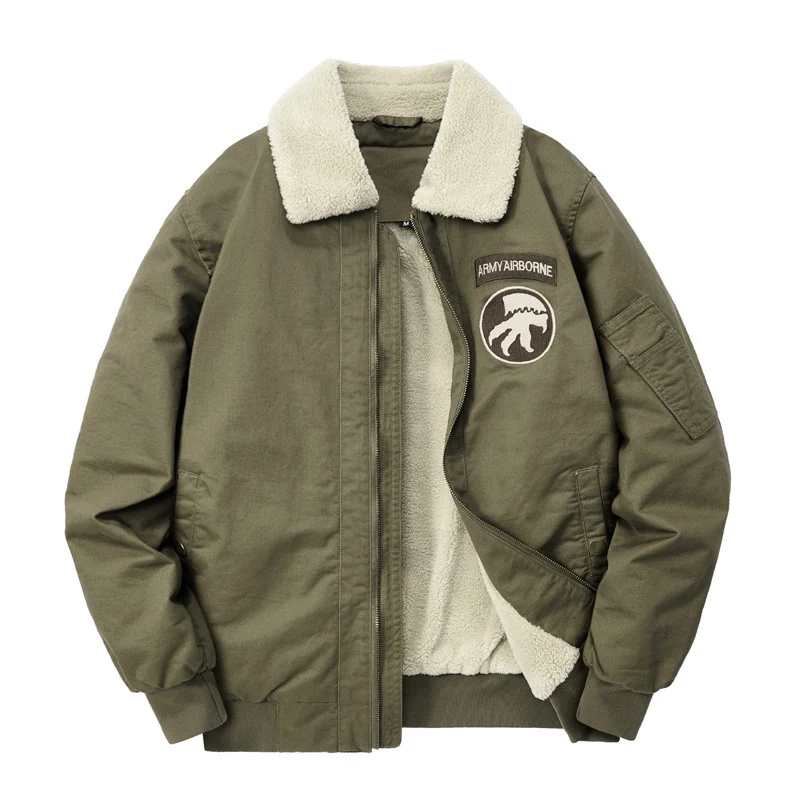 Herren Gefütterter Flugjacken‑Blouson mit Sherpa‑Kragen und Patch‑Details Nord Taschen