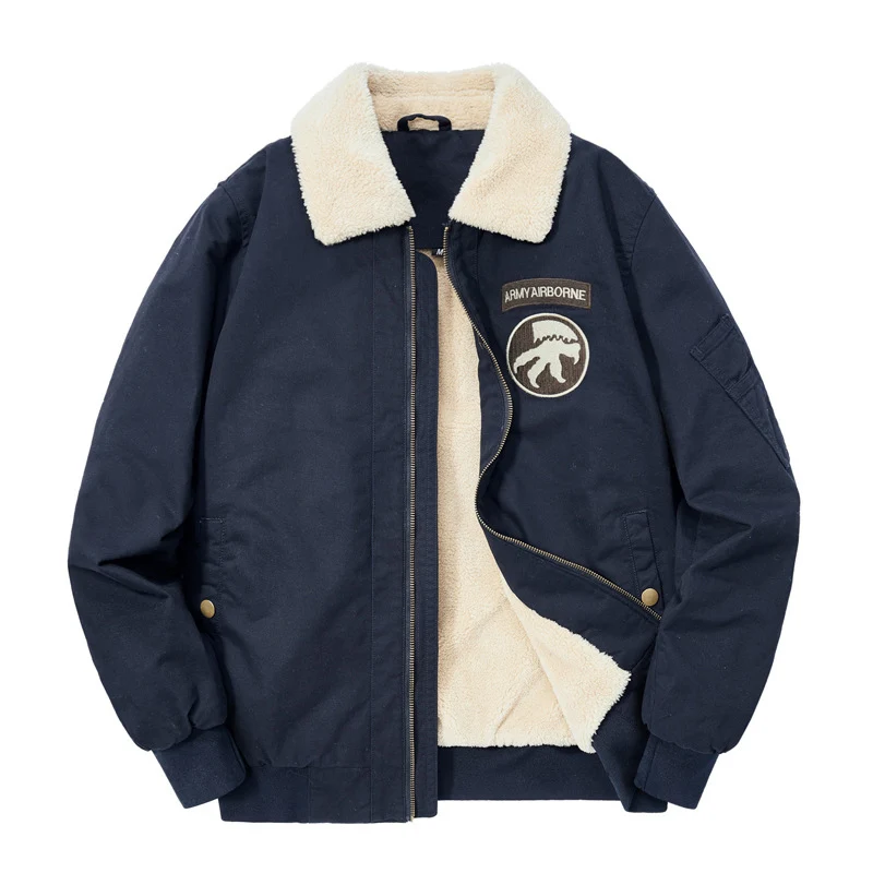 Herren Gefütterter Flugjacken‑Blouson mit Sherpa‑Kragen und Patch‑Details Nord Taschen
