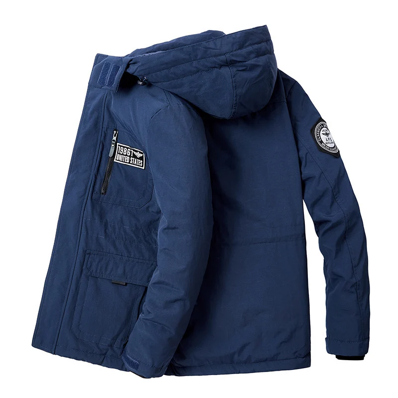 Herren Gefütterter Fieldparka mit Kapuze, kuscheliger Teddy‑Innenlage und taktischen Mehrfachtaschen Nord Taschen