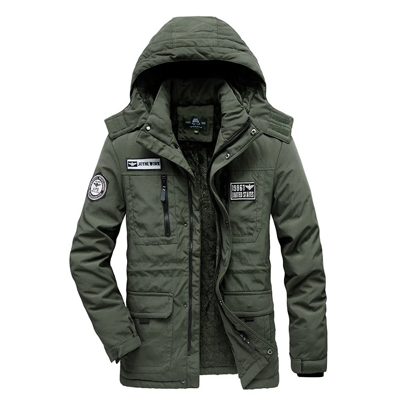 Herren Gefütterter Fieldparka mit Kapuze, kuscheliger Teddy‑Innenlage und taktischen Mehrfachtaschen Nord Taschen