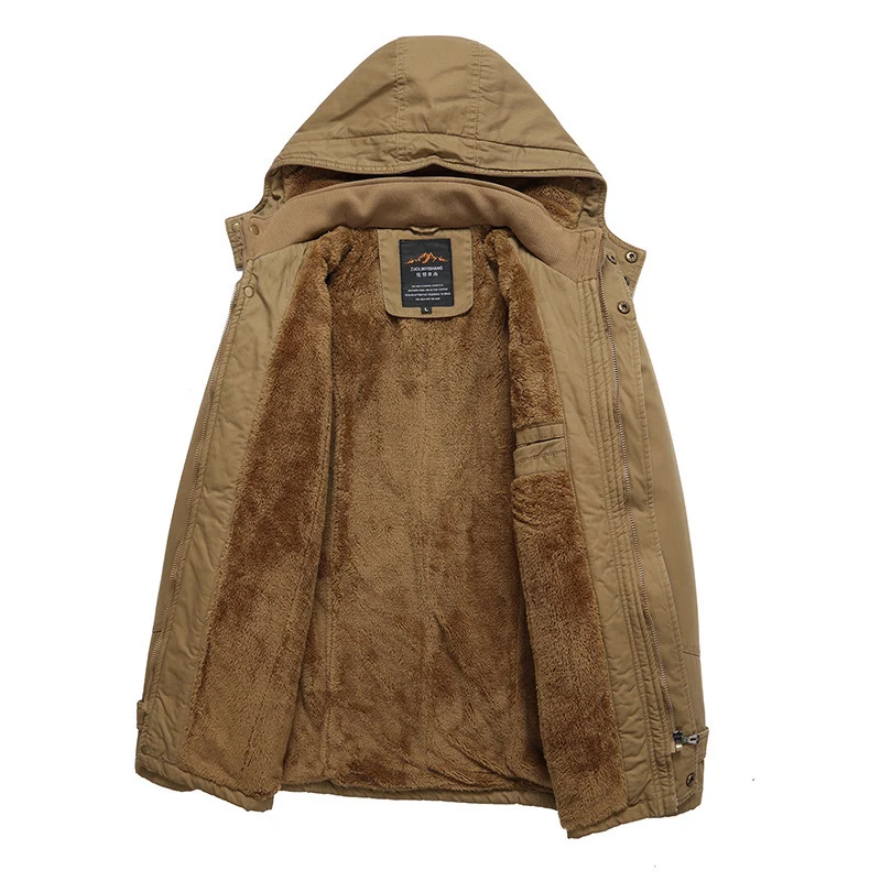 Herren gefütterter Fieldparka mit Kapuze, kuscheliger Fleece-Innenfütterung und Multifunktions‑Taschen Nord Taschen