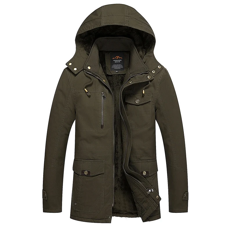 Herren gefütterter Fieldparka mit Kapuze, kuscheliger Fleece-Innenfütterung und Multifunktions‑Taschen Nord Taschen