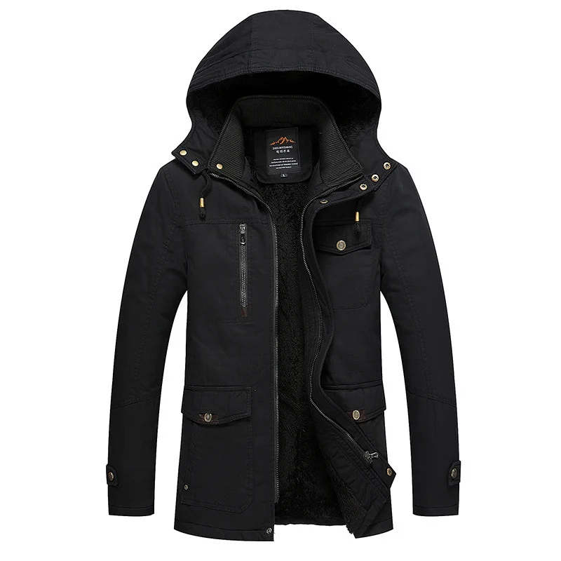 Herren gefütterter Fieldparka mit Kapuze, kuscheliger Fleece-Innenfütterung und Multifunktions‑Taschen Nord Taschen