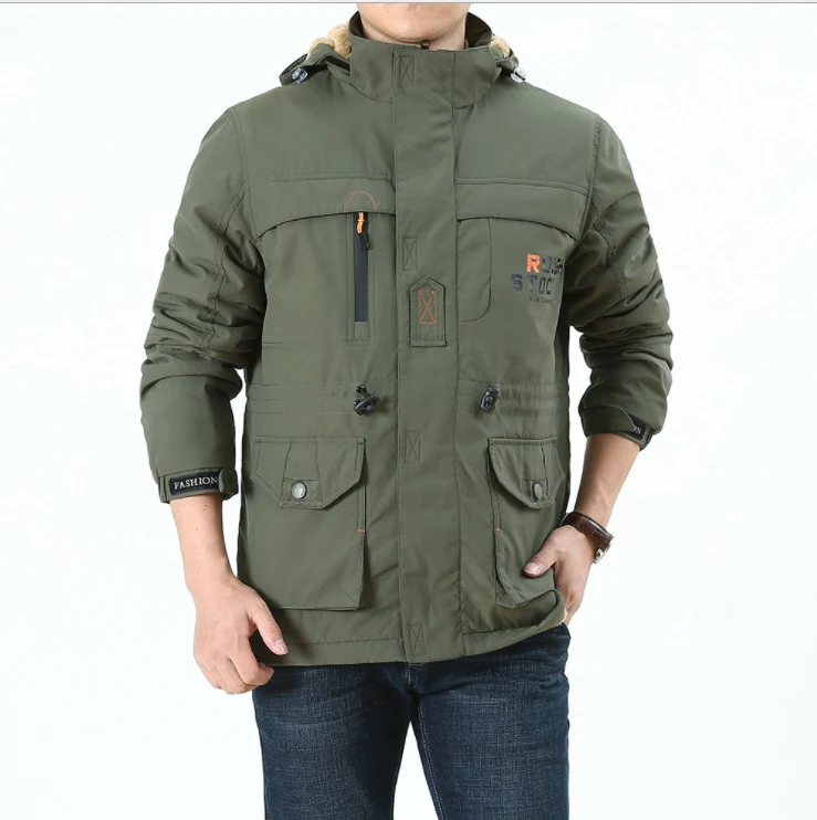Herren Gefütterter Fieldparka im Utility‑Stil mit Teddyfleece‑Innenkragen, Kapuze und Mehrfachtaschen Nord Taschen