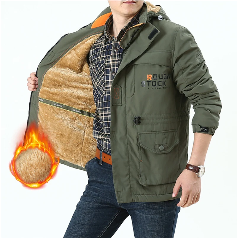 Herren Gefütterter Fieldparka im Utility‑Stil mit Teddyfleece‑Innenkragen, Kapuze und Mehrfachtaschen Nord Taschen