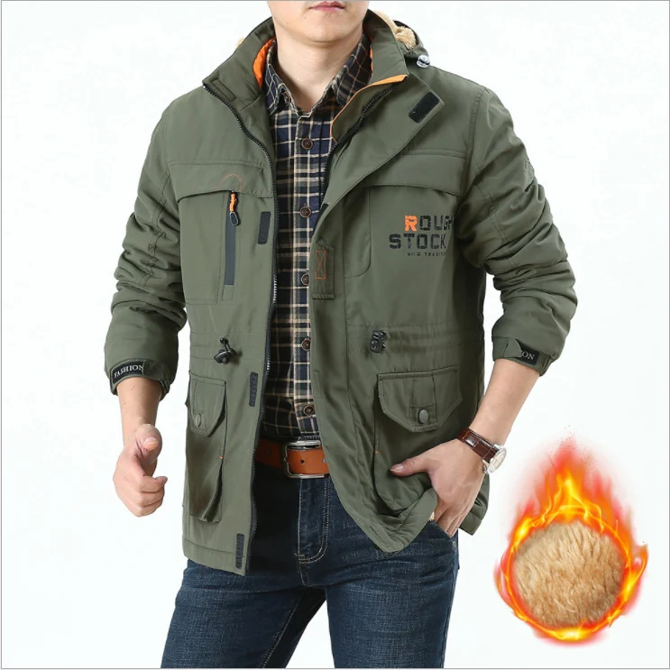 Herren Gefütterter Fieldparka im Utility‑Stil mit Teddyfleece‑Innenkragen, Kapuze und Mehrfachtaschen Nord Taschen