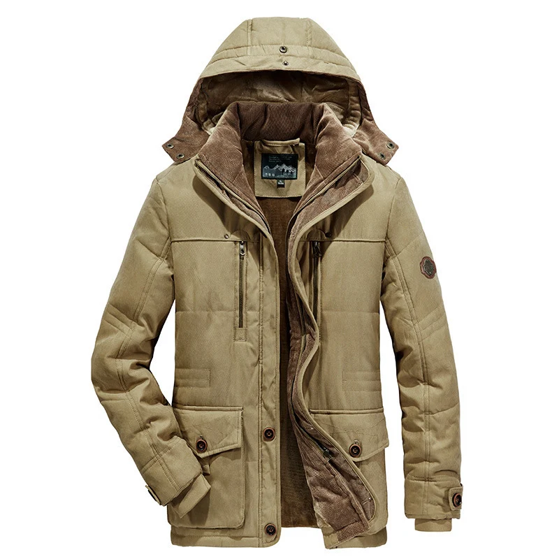 Herren gefütterter Field‑Parka mit Cord‑Innenkragen, warmer Kunstflausch‑Innenlage und Kapuze Nord Taschen