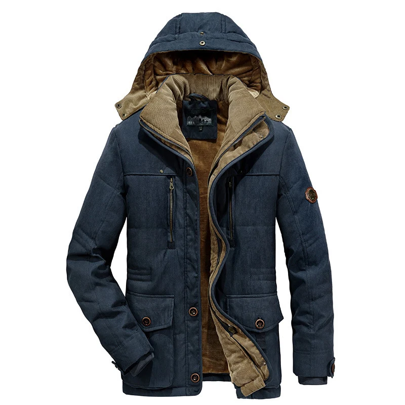 Herren gefütterter Field‑Parka mit Cord‑Innenkragen, warmer Kunstflausch‑Innenlage und Kapuze Nord Taschen