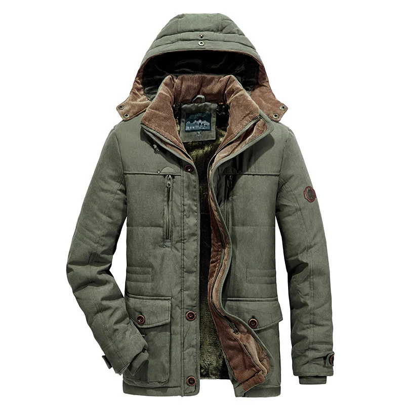 Herren gefütterter Field‑Parka mit Cord‑Innenkragen, warmer Kunstflausch‑Innenlage und Kapuze Nord Taschen