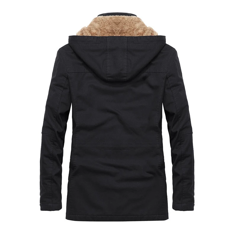 Herren Gefütterter Canvas-Parka mit Kapuze, Teddyfleece-Innenfutter und Multifunktionstaschen Nord Taschen