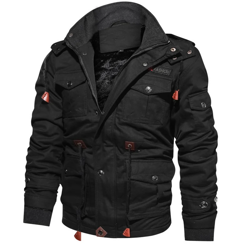 Herren gefütterter Canvas-Fieldparka im Utility-Look mit Teddyfleece-Innenlage und verstellbarem Taillenzug Nord Taschen