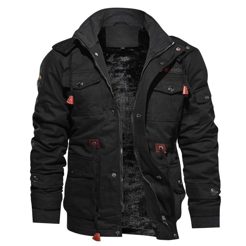 Herren gefütterter Canvas-Fieldparka im Utility-Look mit Teddyfleece-Innenlage und verstellbarem Taillenzug Nord Taschen