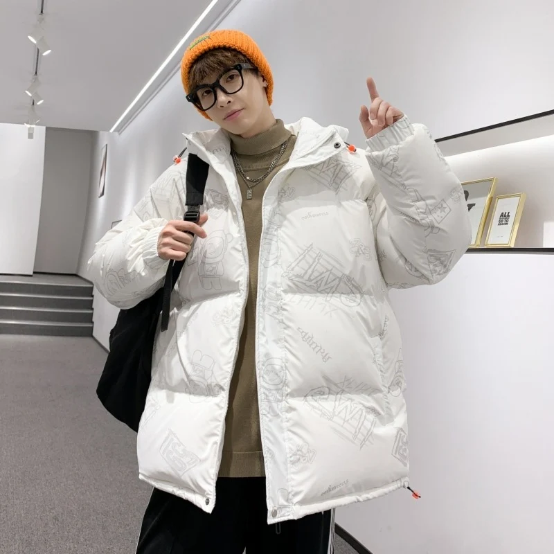 Herren gefütterte oversized Steppjacke mit Kapuze und Allover-Print Nord Taschen