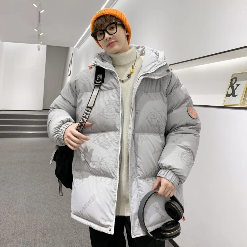 Herren gefütterte oversized Steppjacke mit Kapuze und Allover-Print Nord Taschen