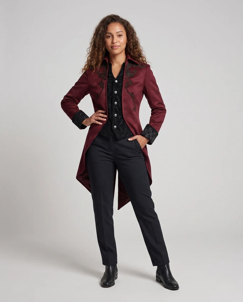 Damen elegante und künstlerisch dekorierte gesteppte Jacke Nord Taschen