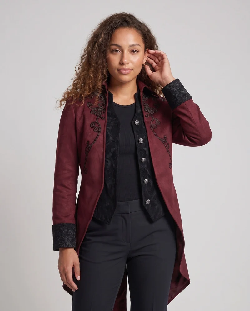 Damen elegante und künstlerisch dekorierte gesteppte Jacke Nord Taschen