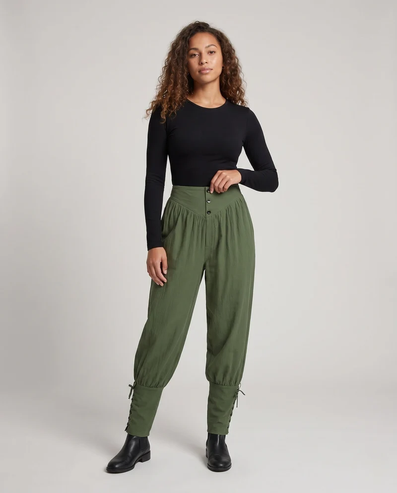 Damen Elegante und Luftige Hose mit Verstellbarem Bund Nord Taschen