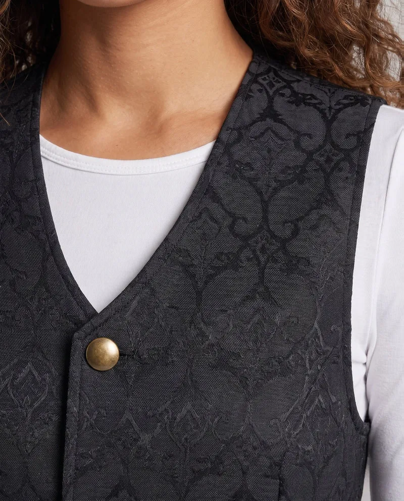 Damen eleganten Weste mit Blumenmustern und verzierten Knöpfen Nord Taschen