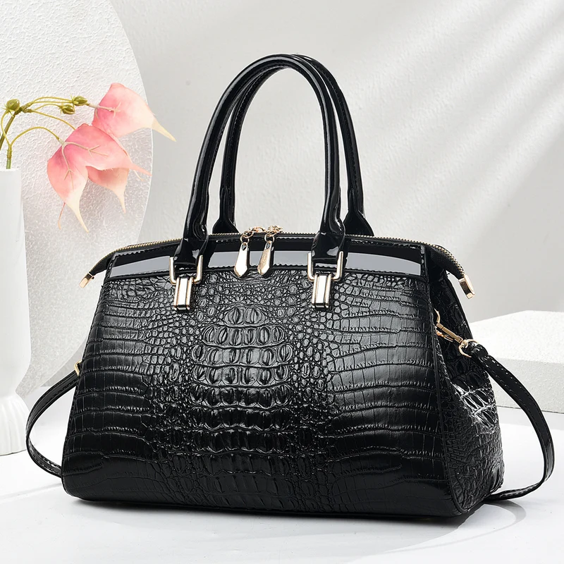 Damen hochwertige Handtasche im eleganten Krokodil-Look Nord Taschen