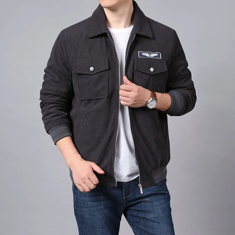 Herren Cord‑Workerjacke im Hemdjacken‑Look mit Brustpattentaschen und Reißverschluss Nord Taschen