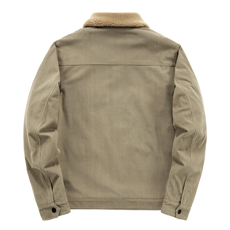 Herren Cord-Truckerjacke mit wärmender Sherpa-Isolierung und aufgesetzten Pattentaschen Nord Taschen
