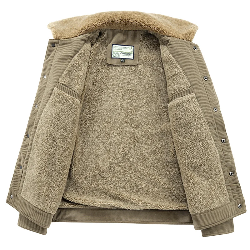 Herren Cord-Truckerjacke mit wärmender Sherpa-Isolierung und aufgesetzten Pattentaschen Nord Taschen