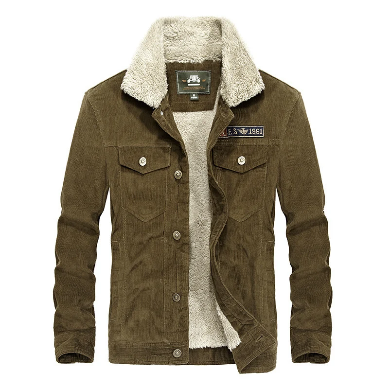 Herren Cord‑Truckerjacke mit Teddyfutter und aufgesetzten Brusttaschen Nord Taschen