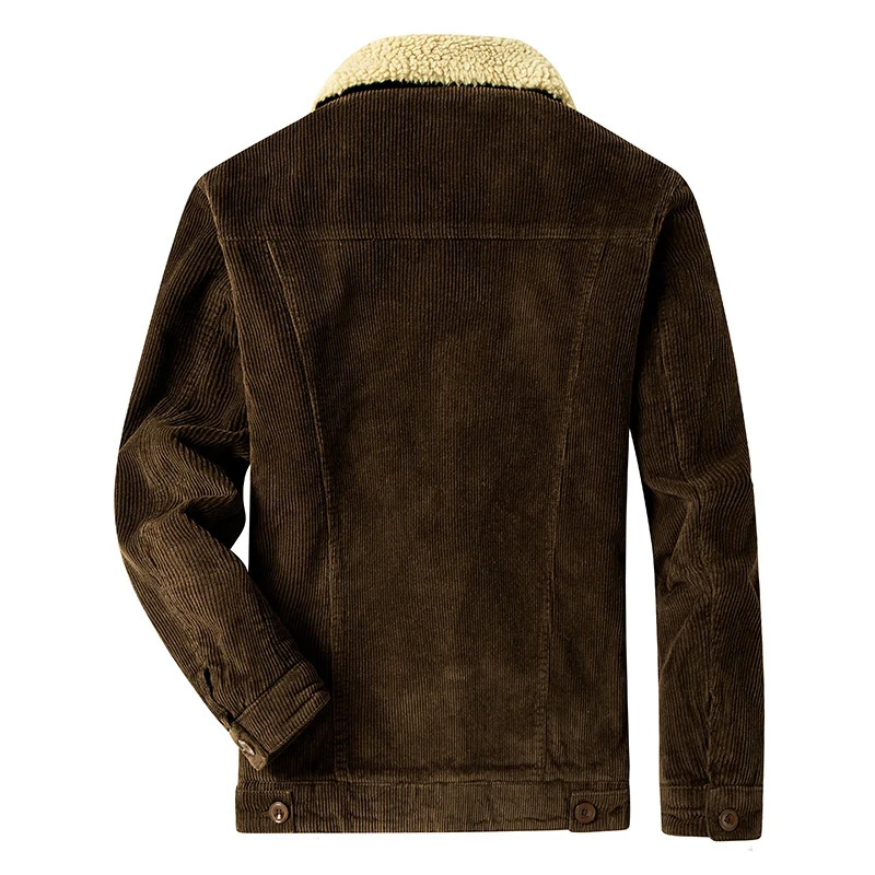 Herren Cord-Truckerjacke mit durchgehendem Teddyfutter und Brustpattentaschen Nord Taschen